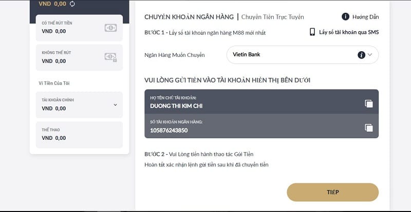 hướng dẫn nạp tiền thành công trên nhà cái m88: bước đơn giản để nạp tiền một cách hiệu quả 3 chuyển tiền vào tài khoản ngân hàng nhà cái