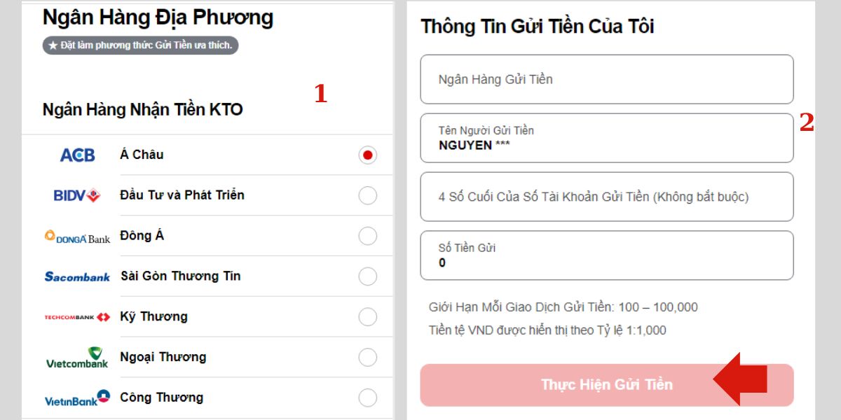 hướng dẫn nạp tiền kto nhanh chóng trong 3 bước 2 điền thông tin giao dịch nạp tiền kto