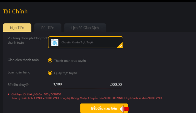 hướng dẫn nạp tiền fi88 nhanh chóng chưa đầy 5 phút 3 thực hiện lệnh nạp tiền fi88