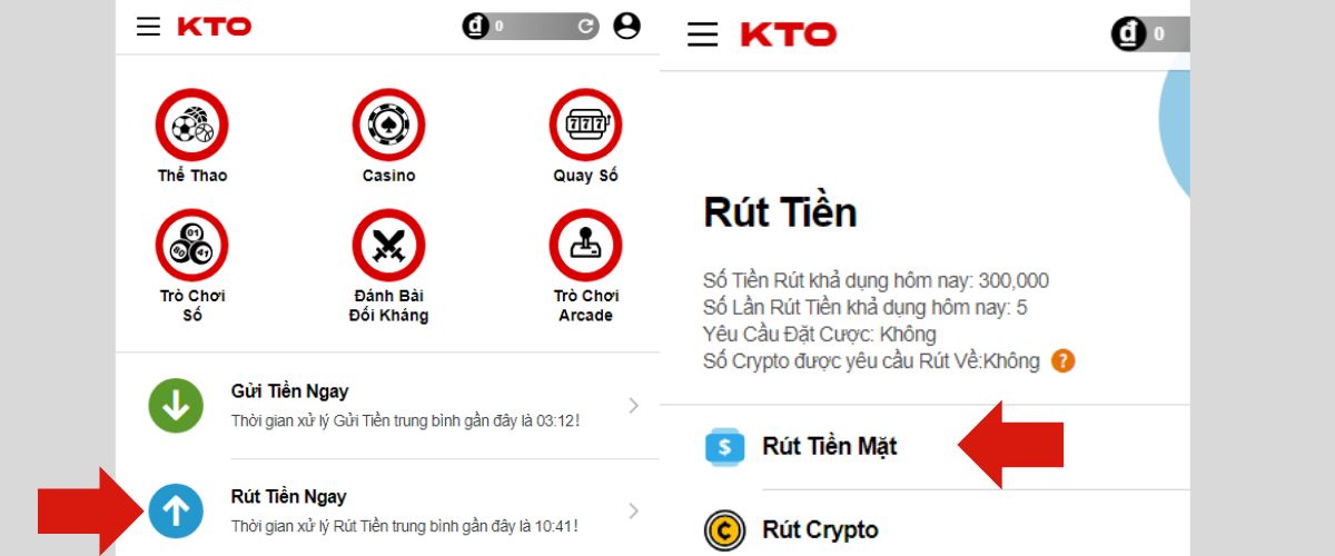hướng dẫn rút tiền kto về tài khoản ngân hàng nhanh nhất 4 truy cập avò ví rút tiền tại kto