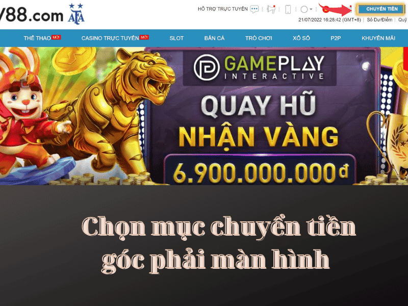 nạp tiền w88 cực nhanh và thành công 100% 3 chọn mục chuyển tiền để nạp tiền w88